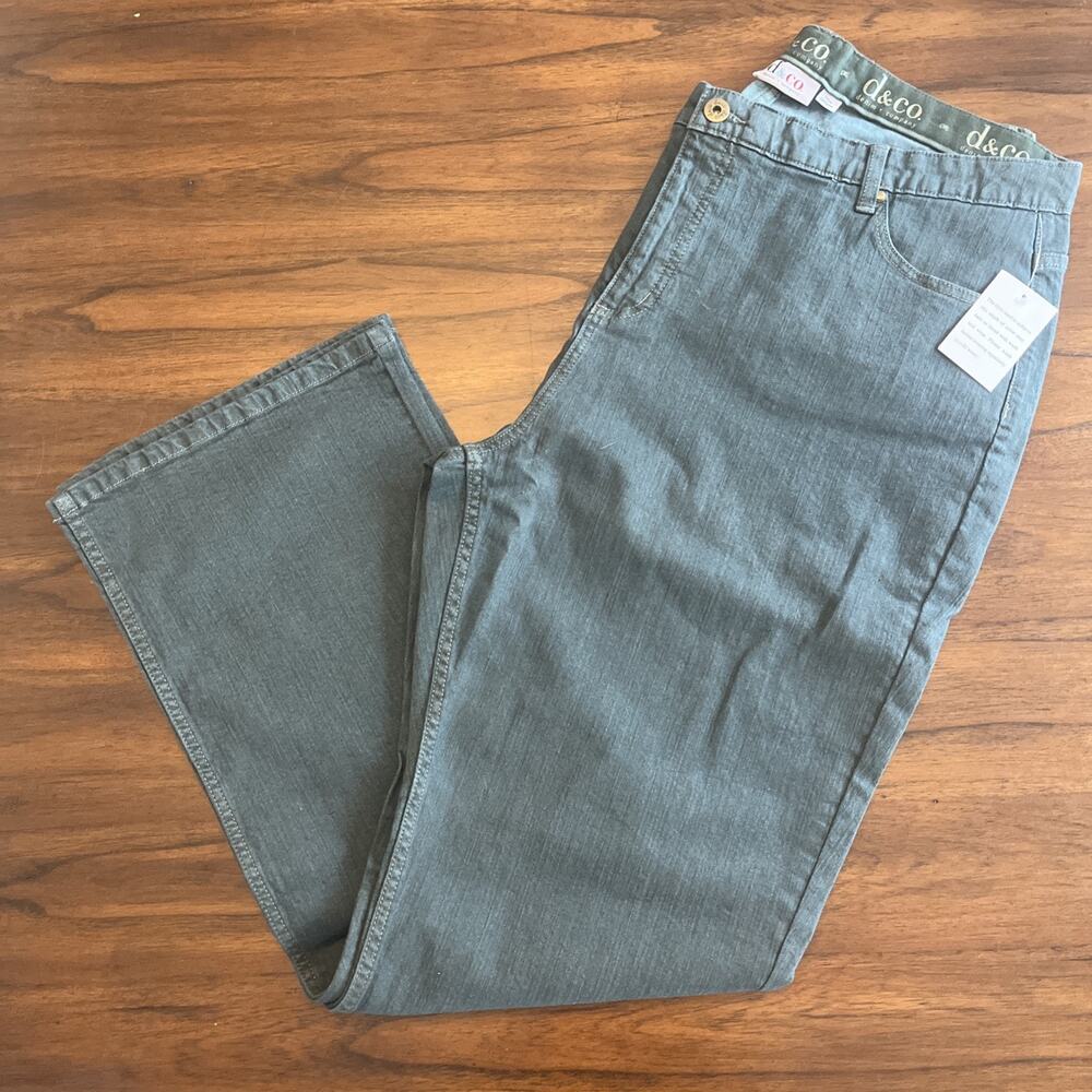 NWOT QVC Denim & Co Green Wash Denim Pants Size 20W Fallcore Campus Cabin Casual